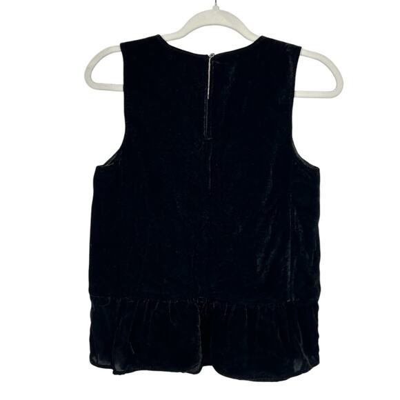 J. Crew Black Velvet Sleeveless Peplum Top Size 2 Y2K Grunge Academia Style - Picture 9 of 14